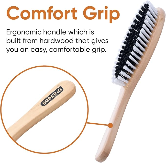 Clothes Brush Garment Brush Sturdy Bristles, Garment Lint Remover, Wool Suits, Lint Brush, Pet Hair Removel, Suede, Dust, Hat Brush Durable Wood Handle, 2 Pack by Superio