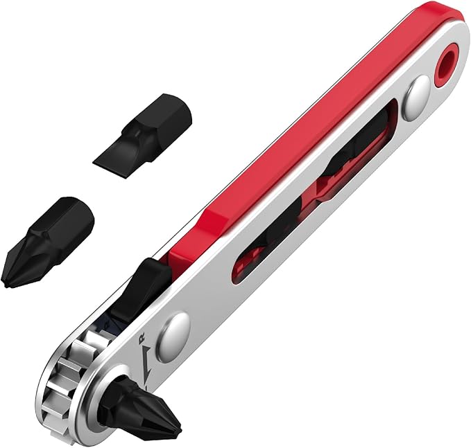 Bates Mini Ratchet Wrench, 1/4" Magnetic 90 Degree Screwdriver, Low Profile Right Angle Screwdriver for Tight Spaces