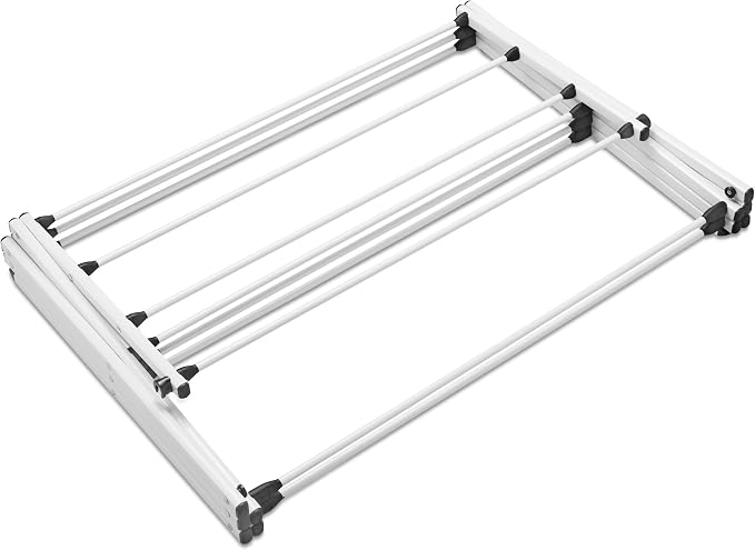 Whitmor Expandable Clothes Drying Rack: 3 Tier Laundry Drying Rack, Collapsible Drying Rack Clothing, Portable Space Saving Clothing Rack for Indoor Outdoor, 35.5" L x 14.50" W x 45.2" H, White