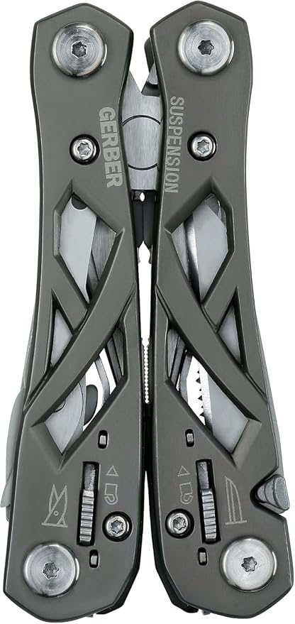 Gerber Suspension NXT 15-in-1 EDC Multitool, Pliers w/ Pocket Knife, Grey | Wire cutters, needle nose pliers, pocket knife, 12 tools, camping survival EDC, gifts for men, belt sheath included