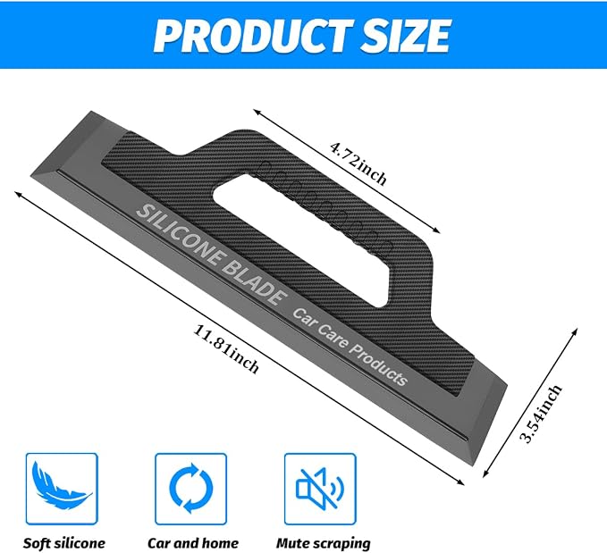Car Window Squeegee, Soft Silicone 11.8 Inches Vehicle Cleaning Water Blade with Handle, One-Piece Auto Glass Water Wiper, Water Scraper Cleaner for Shower Doors Mirror, Drying Use