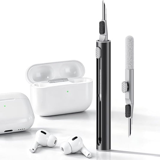 Hyashee Cleaner Kit for Airpods Pro 1 2 3 Multi-Function Cleaning Pen with Soft Brush Flocking Sponge for Bluetooth Earphones Case Cleaning Tools Black