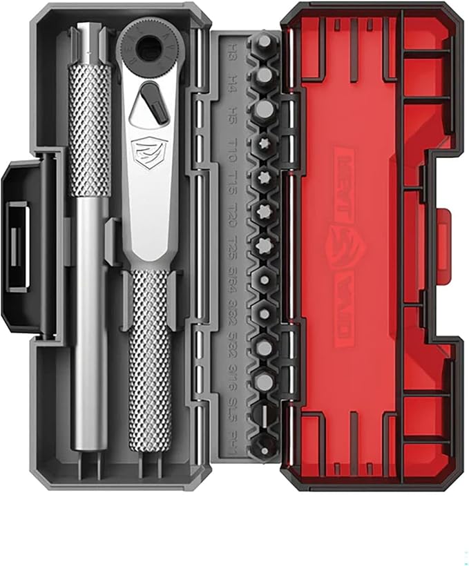 Real Avid X3 Ratcheting Screwdriver Set with 13 Bits, 3-in-1 Driver, T-handle & Extension - Includes 4 Hex 4 Torx 3 Metric 4 Standard Hex & Phillips