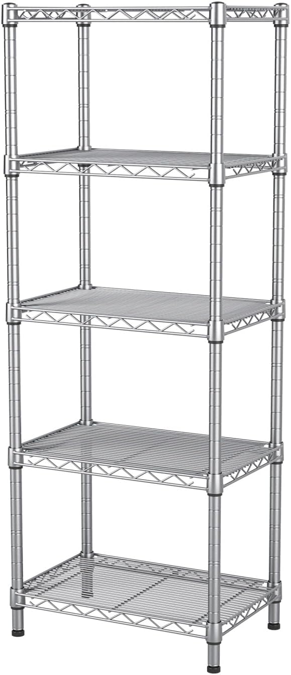Golpart 5Tier Adjustable Storage Shelves Metal Wire Shelving Standing Shelf | Utility Heavy Duty Unit Rack Closet Organize for Home Kitchen Laundry Room Organization Pantry 10"Dx16"Wx55"H Grey