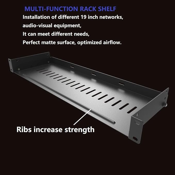 1U Disassembled Vented Rack Shelf Universal Rack Tray No Lip | for 19 Inches Network Cabinet or Server Rack (6 Inches Deep)