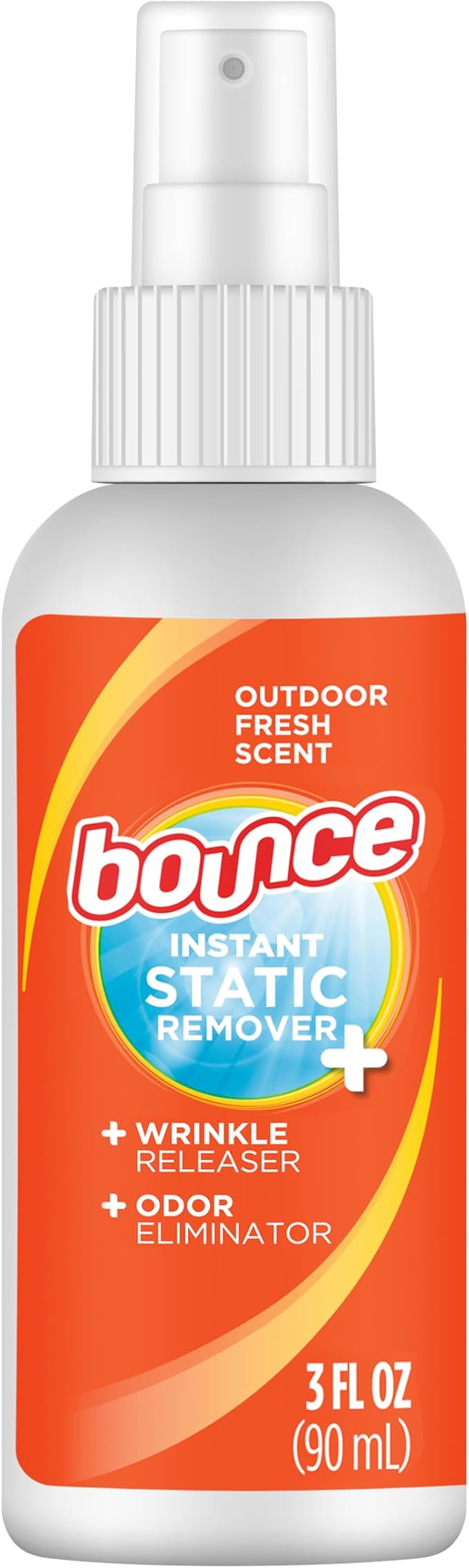 Bounce Anti Static Spray, 3 in 1 Anti Static & Instant Wrinkle Release, Odor Eliminator & Fabric Refresher, Rapid Touch Travel Spray (3 Oz, Pack of 1)