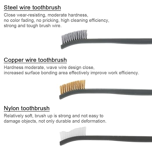 Mini Wire Brush Set, Paint and Dirt Remover, Cleaning Welding Slag and Rust, Handy Steel / Nylon / Brass Brush Suitable for Cleaning Paint / Dirt (6)