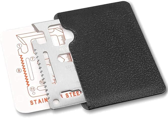 GUARDMAN 11-in-1 Survival Credit Card Multitool – Fathers Day Stocking Stuffer Christmas Gift - Multipurpose Tactical Wallet Tool With Bottle Opener, Survival Knife For Men Birthday Dad - 100 Pack