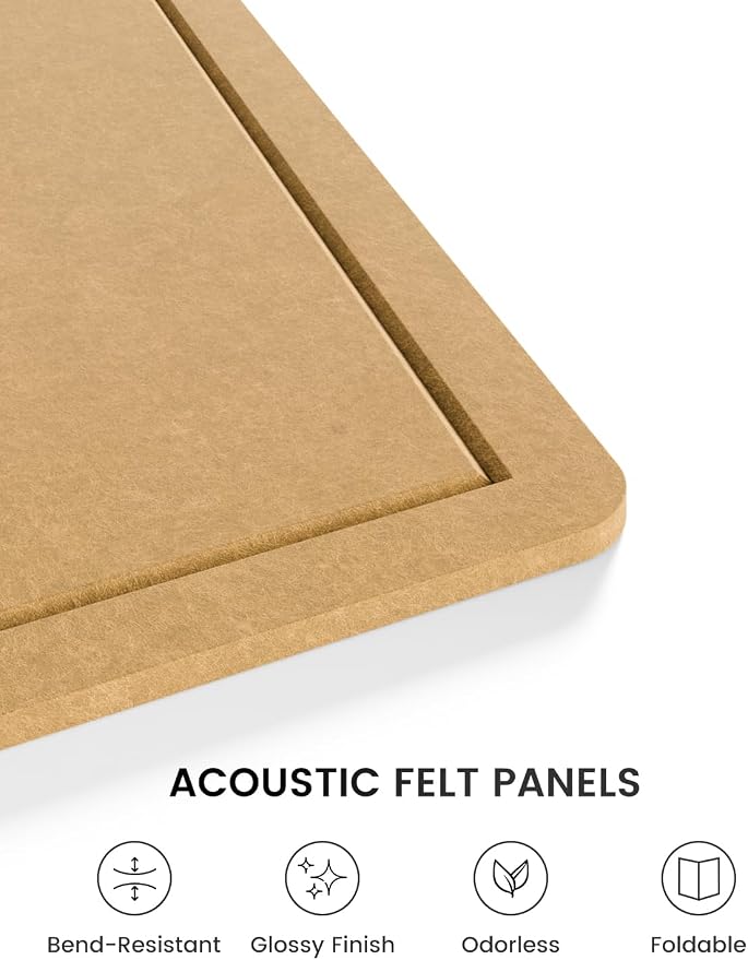 Fluxynara 70.8" x 47.2" Large Bulletin Board, Mustard Yellow | Cork Board Alternative with 48 Removable Adhesive Tabs, Foldable Felt Pin Board for Home, Office, Classroom & Dorm