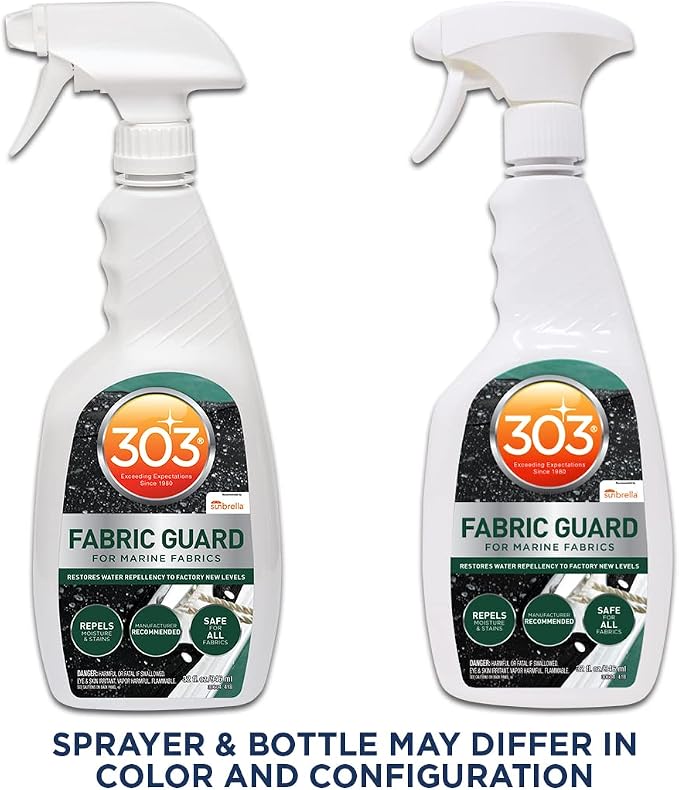 303 Marine Fabric Guard for Boat Covers & Canvas, 32 oz 6-Pack | Restores water and stain resistance on boat covers, canvas, and marine fabrics.