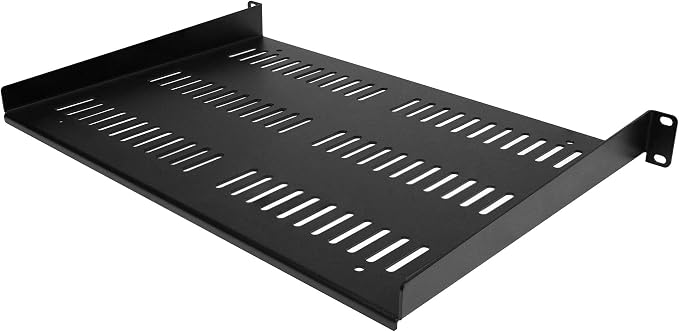 StarTech 1U Vented Cantilever Shelf, 12in, 55lb, 25kg (SHELF-1U-12-FIXED-V) | Universal 19in EIA-310 fit, 30.5cm depth, 2.0mm SPCC steel, Network equipment rack, Cabinet, Tray