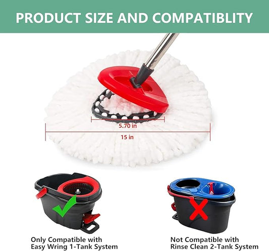 [ 5 Pack ]Mop Heads Replacements, Spin Mop Replacement Head Deep Cleaning Machine Washable and Easy-to-Replace,Spin Mop Refill Replacement Head 100% Microfiber,Mop Head Compatible with O Ceda EasyWrin