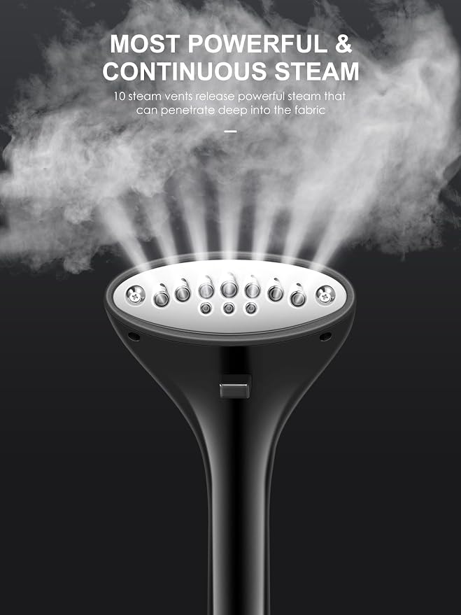 Professional Steamer for Clothes, Reemix Standing Steamer with Garment Hanger, Heats in 30 Seconds, Large Detachable Water Tank for 1 Hour Continuous Steaming, Includes Fabric Brush, Easy-roll Wheels