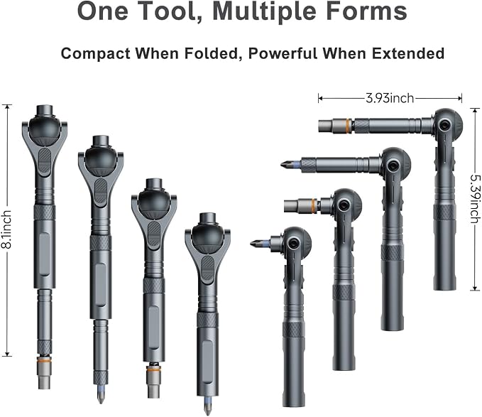 180° Rotating Head Ratchet Wrench Set – HomeMagician 40 in 1 1/4" Drive Socket Set with Quick-Release, 28 S2 Bits & 9 CR-V Sockets for DIY, Bike, Electronics, and Car Repair