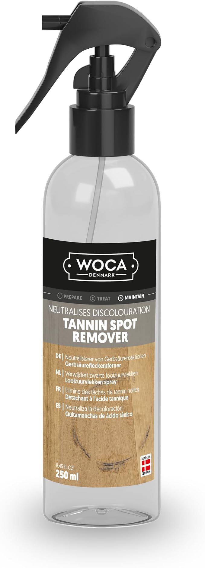 WOCA Denmark Tannin Spot Remover - Removes Black Stains and Rings On Wood Furniture, Wood Cabinets, Wood Floors and Millwork - 9oz