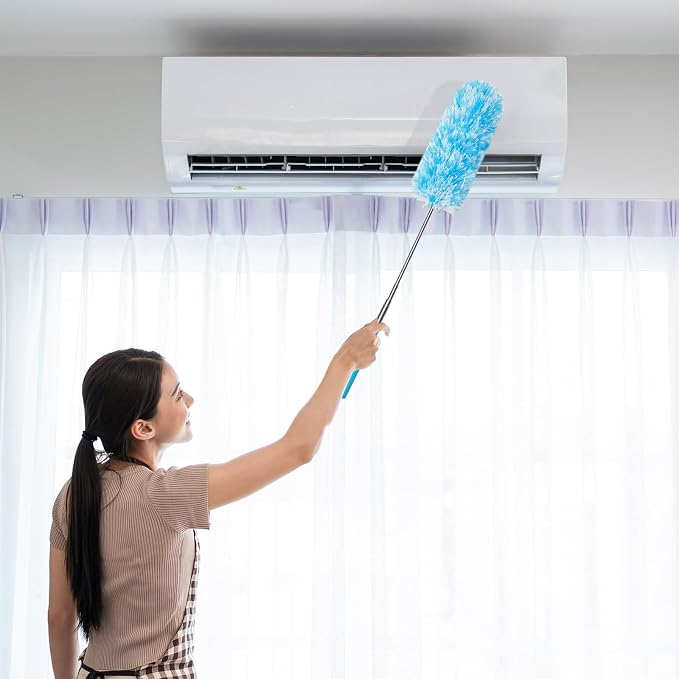 Tanlade 36 Pcs Microfiber Feather Duster for Cleaning, Extendable 13-31 Inch Ceiling Fan Duster with Bendable Head, Washable Tools for Ceiling Fans, Furniture, Car, Cobwebs (Bright Color)