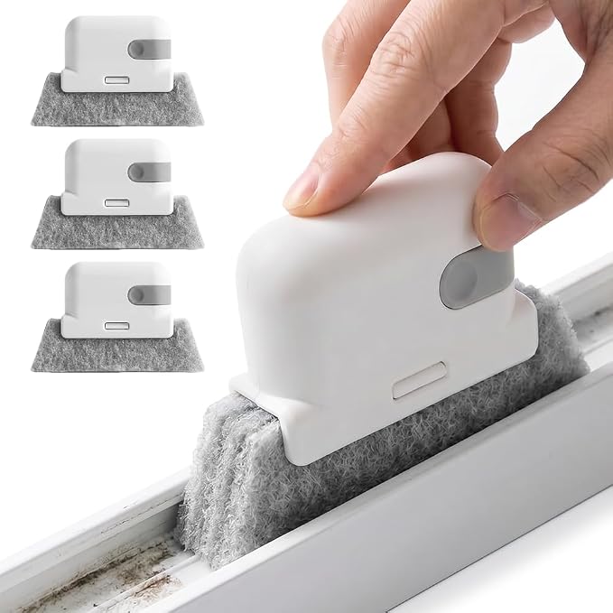2026 New Magic Window Track Cleaner Set – Handheld Multipurpose Cleaning Brush Windows Screen Brush for Window Grooves, Tile Grout Lines, Shutter Slats, Car AC Vents & Narrow Gaps (3pcs Grey)