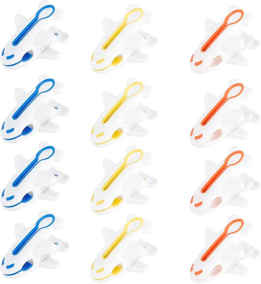 Plastic Clothes Pins Strong Clothespins Laundry Plane Clothes Clips 12 PCS | Windproof Clamps Clothes Pegs