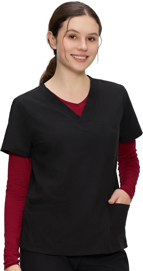 COZYFIT Women’s Underscrub Tee, V-Neck Long Sleeve Undershirt | Soft & Easy Care Fabric, Slim Fit, Smooth Touch, Comfort V-Neck Tee, Machine Wash, Multiple Sizes for Choose