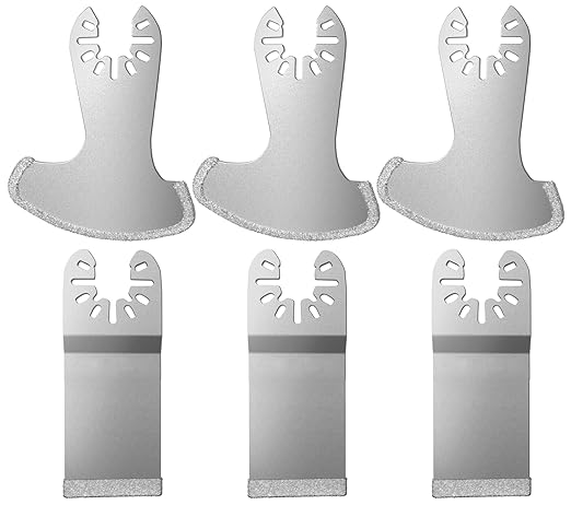 6Pcs Diamond Oscillating Multi Tool Blades Kit for Grout Removal Fit DeWalt Milwaukee Makita Ryobi and More