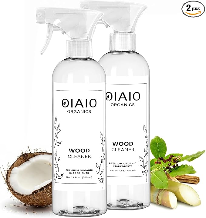 Non-Toxic Wood Cleaner - Natural Organic Ingredients that Truly Perform - 2-PACK (48oz) - Light Coconut & Palo Santo Scent