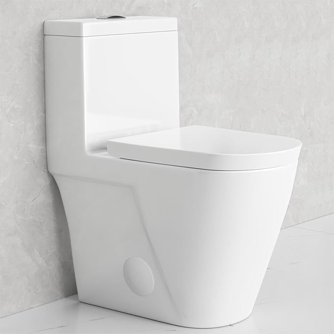 Eridanus One Piece Toilet with Comfort Chair Seat ADA Height 17.3", Powerful Dual Flush Modern Toilet, 1.1/1.6 GPF, 12" Rough-In, Elongated Toilet with Soft Closing Seat, White