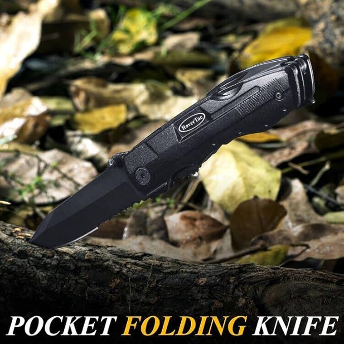 Pocket Knife, 15-in-1 Multitool with Pliers, Bottle & Can Opener, 9 Screwdriver Bits, Locking Mechanism & Nylon Sheath - EDC Multi Tool for Camping, Hiking & DIY, Gift for Men & Dad