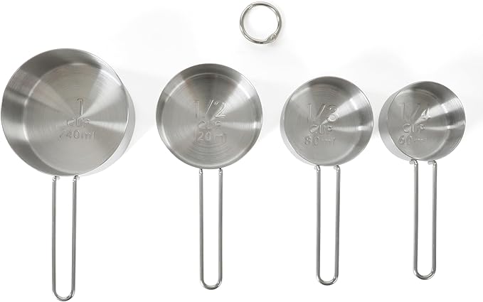 Martha Stewart Richburn 4-Piece Stainless Steel Measuring Cups Set – Durable and Accurate Kitchen Measuring Tools for Baking and Cooking (Pack of 4)