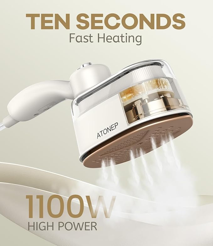 ATONEP Portable Travel Steamer for Clothes, 2-in-1 Steamer & Iron for Clothes, Handheld Rotatable Garment Steam Iron, 1100W 10S Fast Heat Up for Wrinkle Remover for Dress Shirts for Home 110-120V