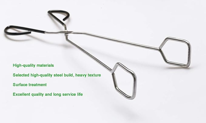 Hiash 3Pcs 16 Inch Extra Long Stainless Steel Kitchen Scissor Tongs, Non-Slip Comfortable Red Grip, Heat Resistant for BBQ and Cooking