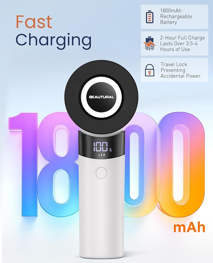 BEAUTURAL Fabric Shaver and Lint Remover, Rechargeable Sweater Defuzzer | LED Display, 3-Speed Settings, 6 Leaf Blades, Portable Pilling Remover for Clothes, Furniture, Blankets