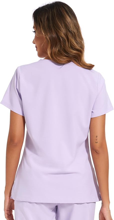 Scrubs Tops for Woman - Soft Stretch, V-Neck Tops | 3 Pockets, Side Split Design, Short Sleeve, Breathable & Lightweight Nursing Shirt, Easy-Care Fabric for All-Day Comfort