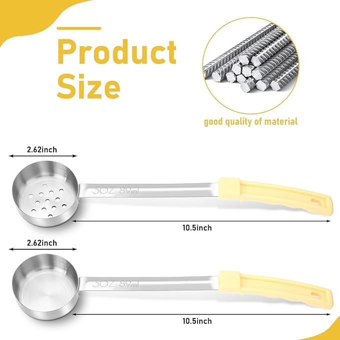 Teenyyou 4 Pcs Portion Control Serving Spoons Portion Control Spoons Ladle Scoops Food Measuring Utensils Proportion Manage Slotted and Unslotted Scoops for Weight Loss(Beige,3oz)