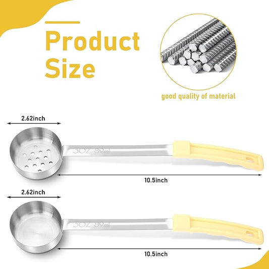 Teenyyou 4 Pcs Portion Control Serving Spoons Portion Control Spoons Ladle Scoops Food Measuring Utensils Proportion Manage Slotted and Unslotted Scoops for Weight Loss(Beige,3oz)