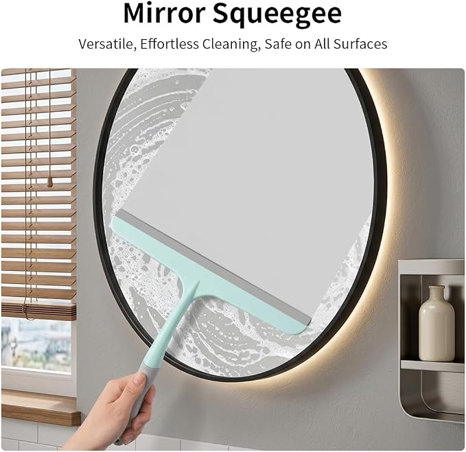 Silicone Squeegee for Shower,Window,and Mirror-Flexible Household Cleaning Tool for Glass,Tiles,and Countertops (Green)