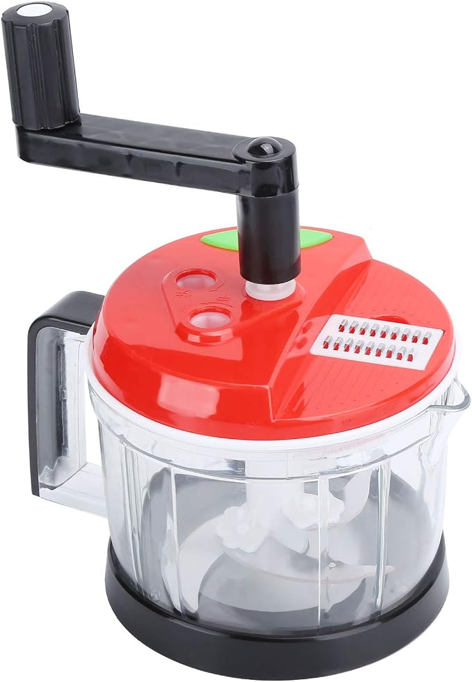 Hand Food Chopper, Vegetable Quick Chopper Manual Food Processor, Easy To Food Dicer Mincer Mixer Blender, Rotary Onion Chopper for Garlic, Salad, Salsa, Nuts, Meat, Fruit(M)