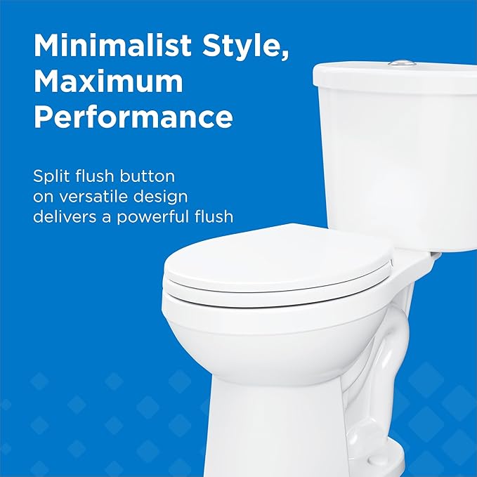 Gerber Maxwell Select Round Dual-Flush 1.0/1.28 GPF Two-Piece Toilet, ADA Chair Height, 12-in Rough-In, High Efficiency, Soft-Close Seat & Install Kit with Wax Ring, White, GRD49220E