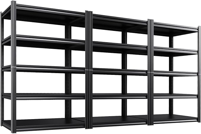 Set of 3 Heavy Duty Garage Shelving, 71.2" Hx46 Wx20 D, Adjustable Storage Shelves Unit for Garage Storage, Metal Shelving & Shelves Organizer for Home, Warehouse, Workshop & Commercial Use
