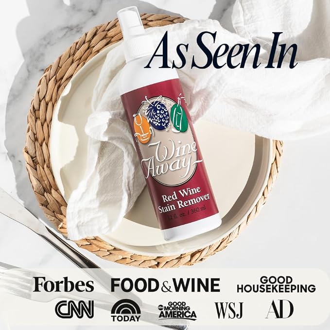 Wine Away Red Wine Stain Remover - Perfect Fabric Upholstery and Carpet Cleaner Spray Solution - Removes Wine Spots - Wine Out - Spray and Wash Laundry to Vanish Stain - 12 Ounce, Set of 3