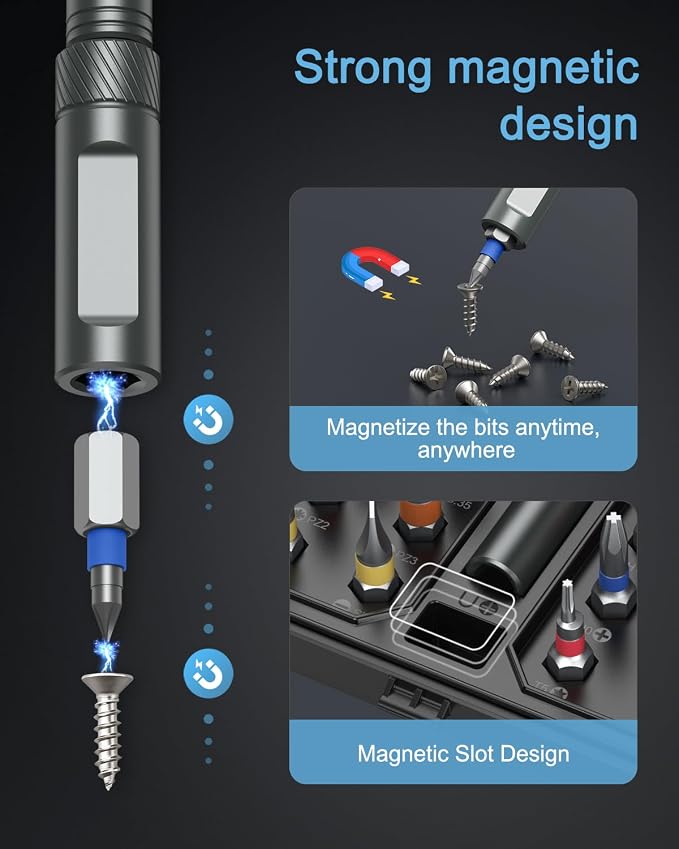 Magnetic Screwdriver Set 34 in 1, New DIY Ratchet Screwdriver Set with 32 PCS Bits, T Handle, Storage Case, Portable Repair Tool Kit for Men Valentine's Day Gifts Furniture, Computer, Bicycle