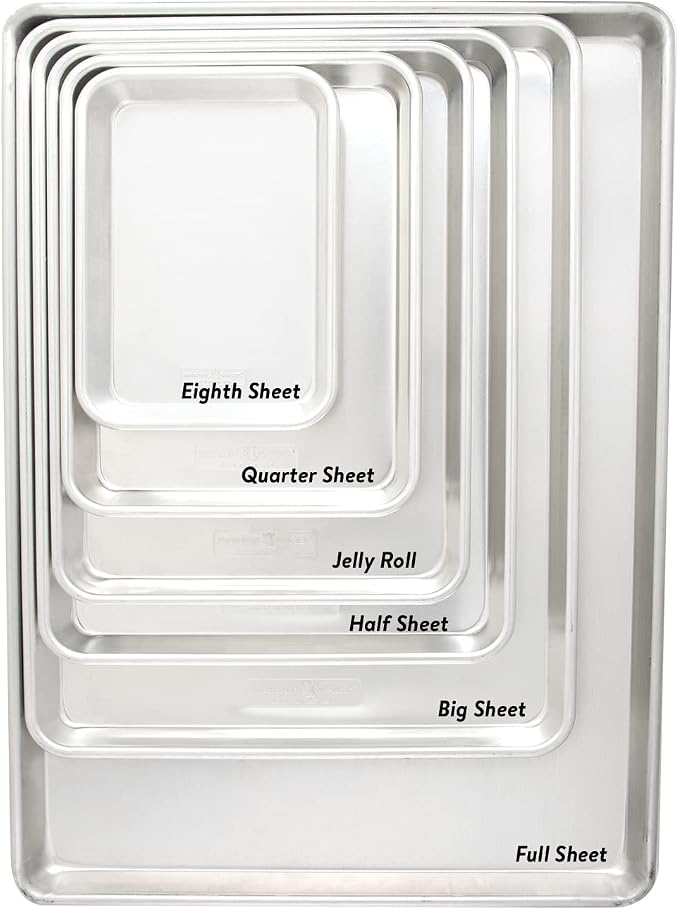 Nordic Ware Naturals Extra Large and Half Sheet Set - USA Made Aluminum Commercial Quality Sheet Pan for Baking or Roasting, Encapsulated Galvanized Steel Rim Prevents Warping, Big Sheet + Half Sheet