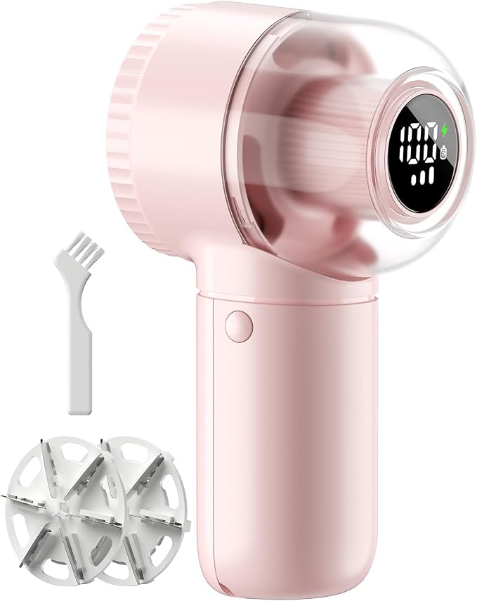Fabric Shaver with Lint Brush, Large Lint Shaver with Digital Display | 3-Speeds Lint Remover with 6-Leaf Blades, 1200mAh Electric Sweater Shaver to Remove Pilling for Clothes, Furniture
