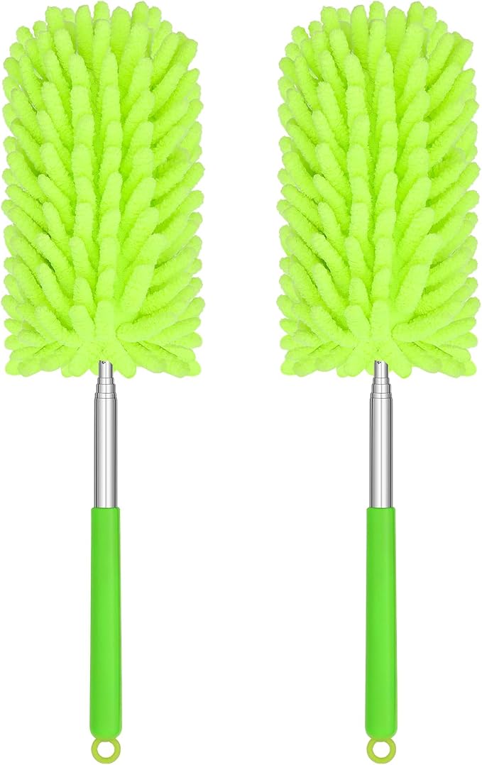Mini Duster for Cleaning, 360° Bendable Hand Dusters with Extension Pole, Washable Small Duster for Car Interior, Office, Furniture