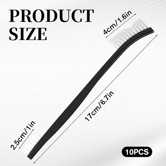10 PCS Small Brushes for Cleaning, Double-Ended Nylon Detail Cleaning Brush Set for Jewelry, Cars, Kitchen, Bathroom Gaps, Tight Spaces