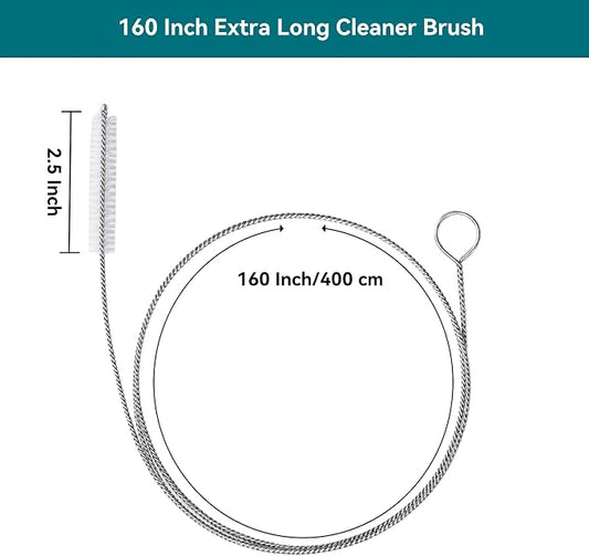 2-in-1 Drain Cleaning Kit-160 Inch Flexible Stainless Steel Drain Brush and 80 Inch Spring Drain Auger