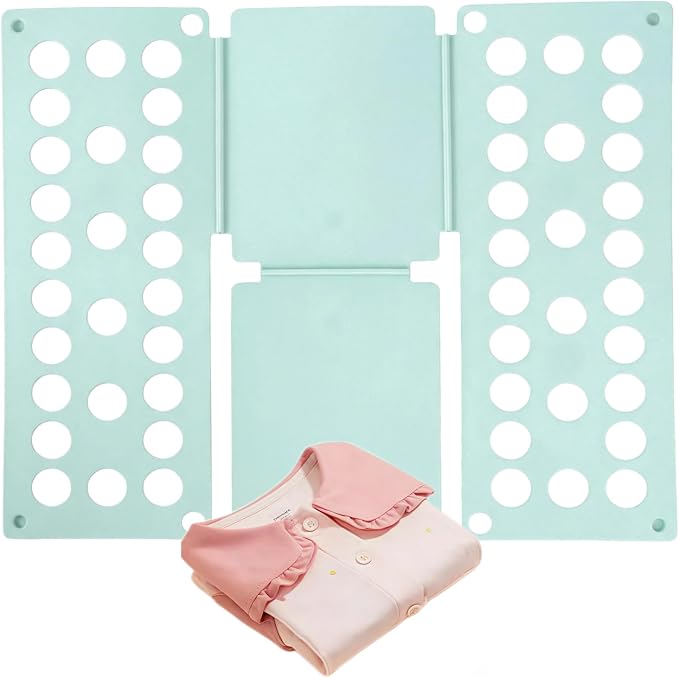 Mini Toddler Shirt Folding Board - Ages 1-7 Blue, Builds Independence | great for Montessori laundry, lightweight PP, smooth rounded edges, quick & simple, develops confidence & skills, stores flat
