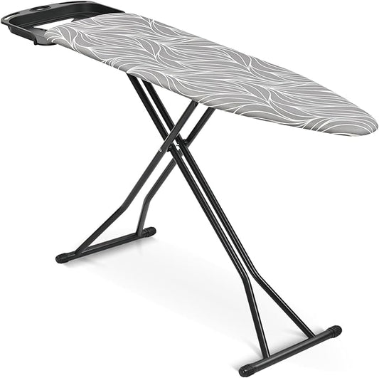 KINGBOARD Foldable Ironing Board Full Size, Iron and Ironing Board Set Large Size, Iron Boards with Ironrest & Adjustable Height,Heavy Duty Iron Table Stand with Metal Legs &Thick Cover,14×54 Gray