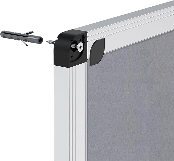 VIZ-PRO Notice Board Felt Gray, 48 X 36 Inches, Silver Aluminium Frame