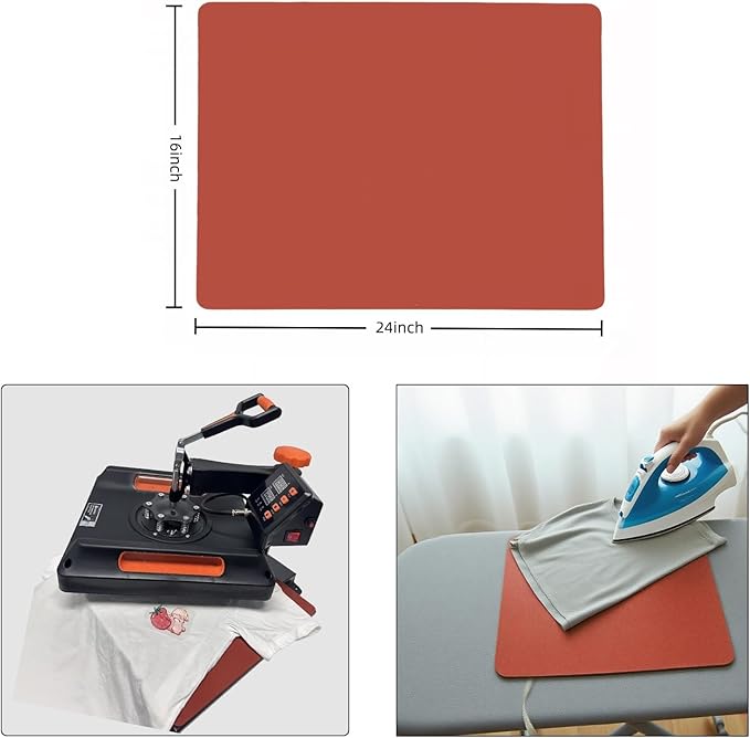 LGIB Silicone Heat Press Mat 24x16 Inch, Heat Resistant & Fireproof, Double Sided Washable Heat Press Pad for Vinyl Ironing HTV Transfer Sublimation & Crafting Projects,Red