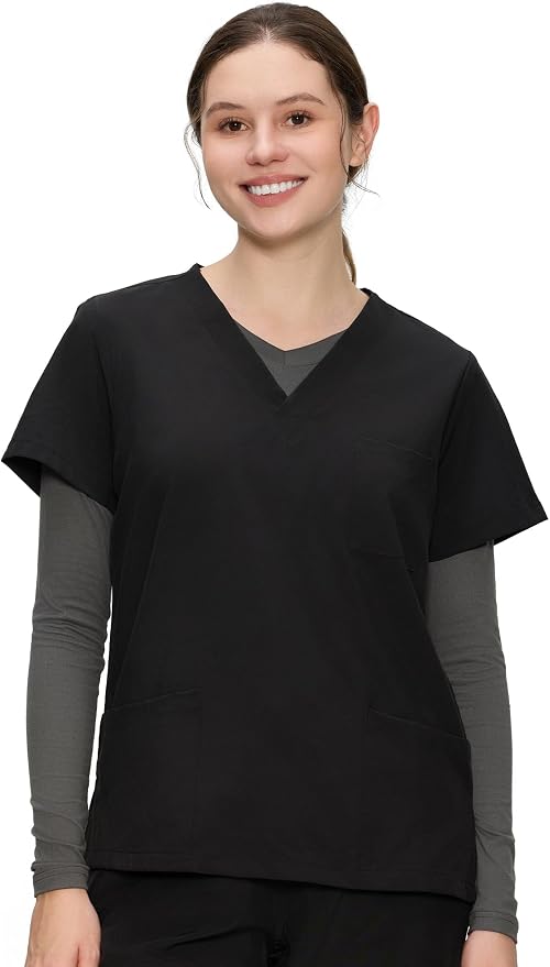 COZYFIT Women’s Underscrub Tee, V-Neck Long Sleeve Undershirt | Soft & Easy Care Fabric, Slim Fit, Smooth Touch, Comfort V-Neck Tee, Machine Wash, Multiple Sizes for Choose
